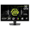 Na zdjęciu widoczny jest monitor z wyświetlonymi informacjami: "32", "4K UHD 3840 x 2160", "4K 160Hz", "DUAL MODE FHD 320Hz", "RAPID IPS", "0.5 ms GTG", "VESA CERTIFIED DisplayHDR", "MSI ARSENAL GAMING", oraz ikony związane z grami i technologią AI-Vision