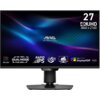 Monitor MSI z wyświetlaczem o przekątnej 27 cali i rozdzielczości 3840x2160 pikseli, posiadający technologię IPS, częstotliwość odświeżania 160Hz oraz czas reakcji 0,5 ms GTG. Na ekranie widoczne są napisy: "4K UHD", "RAPID IPS", "VESA CERTIFIED DisplayHDR 1000", "DUAL MODE FHD 320Hz", "Mini LED", a także logo "MAG MSI ARSENAL GAMING".