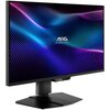 Monitor o nowoczesnym designie z cienkimi ramkami, wyświetlający kolorowy, abstrakcyjny wzór z gradientem fioletowo-niebieskim. Na ekranie widoczne jest logo "MAG MSI ARSENAL GAMING".