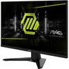 Monitor z czarną ramką i podstawą, wyświetlający grafikę z neonowym, żółto-zielonym wzorem oraz napisem "MAG MSI ARSENAL GAMING". Na dolnej ramce widoczne jest logo "msi".