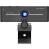 Czarna kamera internetowa z widocznym obiektywem i napisem "Live! Cam 4K" oraz logo "CREATIVE" na obudowie. Obiektyw otoczony jest tekstem: "4K UHD F2.2 5 Element Lens Dual Digital Mic".
