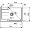 Zlewozmywak jednokomorowy z ociekaczem FRANKE Sirius S2D 611-78 XL 143.0618.580 Biały 50x78 Komora 1 432 x 440 x 200 mm