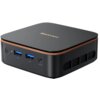 Czarny, kompaktowy komputer z logo "Blackview" na górnej powierzchni, posiada dwa porty USB, gniazdo audio oraz przycisk zasilania na przednim panelu. Po bokach widoczne są otwory wentylacyjne.