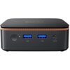 Czarny komputer z logo "Blackview" na górze, posiadający dwa porty USB, gniazdo audio oraz przycisk zasilania na przednim panelu. Na obudowie widoczny jest napis "USB" pod portami oraz "AUDIO" obok gniazda audio.