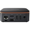 Na zdjęciu widoczny jest czarny komputer z portami: LAN, HDMI, DP, dwa porty USB oraz gniazdo zasilania DC. Na górnej części obudowy znajduje się logo "Blackview".