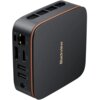 Czarny komputer o zaokrąglonych krawędziach z widocznymi portami, w tym HDMI, USB i LAN, oraz napisem "Blackview" na obudowie. Na górnej powierzchni znajdują się otwory wentylacyjne.