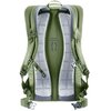 Zielony plecak z widocznymi szelkami i systemem wentylacyjnym z siateczki, na którym znajduje się napis "deuter AIRSTRIPES". Na jednej z szelek widoczne jest logo "deuter".