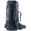 Czarny plecak turystyczny z dużą ilością kieszeni i regulowanymi paskami, na którym widoczne jest logo "deuter" oraz napis "AIRCONTACT PRO 85 + 10". Plecak ma wyściełane szelki i pas biodrowy, co sugeruje komfort noszenia.