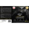 Etykieta produktu "Neutralizator zapachu BIO ACTIW Cat 200 ml" przedstawia czarnego kota na ciemnym tle, z tekstem: "ACTIW CAT PROFESJONALNY PŁYN DO HIGIENY I DEZYNFEKCJI SKÓRY, DEZYNFEKCJI POWIERZCHNI ORAZ NEUTRALIZOWANIA ZAPACHÓW". Na etykiecie znajdują