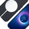 Na zdjęciu widoczne jest etui na telefon z podłączoną ładowarką bezprzewodową oraz ekran telefonu z wyświetlonym stanem naładowania baterii na poziomie 38% i napisem "Charging". Tło ekranu telefonu jest niebieskie z promieniście rozchodzącymi się liniami.