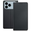 Czarne etui 3MK Wallet Case do Apple iPhone 17 Pro, widoczne z przodu i z tyłu, z trzema otworami na aparaty fotograficzne. Etui ma teksturowaną powierzchnię i precyzyjne przeszycia na krawędziach.