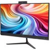 Komputer stacjonarny typu all-in-one z dużym ekranem, na którym wyświetlany jest kolorowy, abstrakcyjny wzór. Na dolnej ramce ekranu widoczne jest logo "acer".