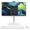 Na zdjęciu widoczny jest komputer stacjonarny typu all-in-one z ekranem wyświetlającym interfejs systemu Windows 11, klawiatura oraz myszka. Na dolnej ramce monitora znajduje się logo "acer".