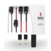 Biały adapter podróżny z czterema wysuwanymi wtyczkami oznaczonymi jako EU, AUS, USA i UK. Na obudowie widoczne jest logo "SKROSS® ADAPT TO THE WORLD" oraz napis "DESIGNED IN SWITZERLAND".