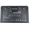 Panel sterowania bieżni elektrycznej z wyświetlaczem pokazującym nachylenie "8", prędkość "14.0", tętno "94" oraz program "P04123", kalorie/waty "13", dystans "26.47", a także wykresy i instrukcje w języku angielskim. Logo "TUNTURI" znajduje się na środku