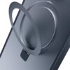 Na zdjęciu znajduje się czarne etui z funkcją stojaka i magnetycznym uchwytem, przeznaczone do telefonu Apple iPhone 17 Pro Max. Etui ma okrągły element, który pełni rolę uchwytu i stojaka, widoczny na tle gładkiej powierzchni.