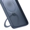 Czarne etui do telefonu z funkcją stojaka i okrągłym wycięciem na środku, które umożliwia korzystanie z funkcji MagSafe. Na dole widoczne jest logo producenta w formie małego symbolu.