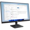 Monitor wyświetla ekran programu pocztowego z listą wiadomości e-mail po lewej stronie i treścią wybranej wiadomości po prawej. Na dolnej ramce monitora widoczne jest logo "ThinkVision".