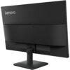 Czarny monitor marki Lenovo widziany od tyłu, z widocznym logo "Lenovo" w górnym rogu. Monitor jest zamontowany na prostokątnej podstawie, a jego tylna obudowa ma gładką powierzchnię.