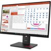 Monitor marki Lenovo wyświetla prezentację w programie PowerPoint z widocznymi slajdami i menu efektów przejścia. Na podstawce monitora znajduje się logo "Lenovo".