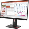 Monitor marki Lenovo wyświetla prezentację programu PowerPoint z widocznymi slajdami po lewej stronie oraz menu z efektami przejść na górze. Na podstawie monitora znajduje się logo "Lenovo".