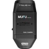 Czarny wideorejestrator motocyklowy z widocznymi napisami: "FULL HD 1080P", "MUFU V12S Pro", "Li-Polymer BATTERY PACK", "DUAL CAMERA" oraz "AUTO POWER". Produkt ma prostokątny kształt z zaokrąglonymi krawędziami.