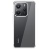 Przezroczyste etui na telefon z trzema widocznymi obiektywami aparatu i napisem "Redmi" na ciemnym tle. Obiektywy są umieszczone w prostokątnym module z zaokrąglonymi rogami, a obok jednego z nich widoczny jest napis "100MP".