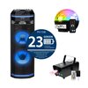 Power Audio BLAUPUNKT PS11DB, 1200W, Bluetooth, Bateria 23 godziny, Dwa bezprzewodowe mikrofony w zestawie, Tuner FM + Kula świetlna MUSICMATE AB69S PartyBall + Wytwornica dymu MUSICMATE DM-1 Lumomist