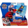 Opakowanie zabawki przedstawia pojazd strażacki z serii Psi Patrol oraz figurkę psa w niebieskim stroju. Na opakowaniu widnieje logo "PAW Patrol" oraz napisy: "FIRE RESCUE", "CHASE", "RESCUE FIRE CRUISER", "VOITURE DE POMPIERS", a także ostrzeżenie o mały