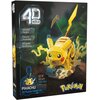 Pudełko przedstawia model 3D Pikachu z serii "4D Build", z napisem "Detailed Models", "Easy to Assemble", "Designed for Display". Na dole widnieje napis "PIKACHU 3D Puzzle Model Kit", a obok logo "Pokémon".
