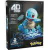 Opakowanie przedstawia model 3D postaci Squirtle z serii Pokémon, złożony z 180 elementów, z napisem "4D Build" oraz informacjami: "Detailed Models", "Easy to Assemble", "Designed for Display". Na dole widnieje napis "Squirtle 3D Puzzle Model Kit" oraz lo
