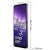 Smartfon z wyświetlaczem o gradientowym fioletowym tle, na którym widoczne są zakrzywione linie w odcieniach fioletu. Na dole ekranu znajduje się biały napis "OPPO A5m".