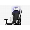 Biało-niebieski fotel gamingowy z serii Racing Series S-Line SL2000 marki Vertagear jest przedstawiony z funkcją regulacji oparcia w zakresie od 80° do 140°. Na oparciu widoczne jest logo "VERTAGEAR", a na zdjęciu zaznaczono kąt nachylenia oparcia za pomo