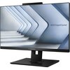 Monitor komputera z cienkimi ramkami, wyświetlający grafikę z niebieskimi, geometrycznymi kształtami i napisem "ASUS ExpertCenter". Na dolnej ramce widoczny jest napis "ASUS ExpertCenter".