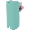 Na obrazie znajduje się inhalator nebulizator w kolorze miętowym z różowymi elementami, o nowoczesnym i ergonomicznym kształcie. Produkt jest przeznaczony do terapii inhalacyjnej, a jego kompaktowy design ułatwia użytkowanie i przechowywanie.
