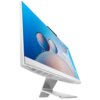 Biały komputer typu all-in-one z ekranem o niebieskim tle i widocznymi bąbelkami, umieszczony na metalowej podstawie. Na obudowie ekranu widoczne jest logo "ASUS".