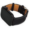 Czarny smartwatch z prostokątną tarczą i silikonowym paskiem, posiada metalową klamrę oraz przycisk na boku obudowy. Produkt dostępny w sklepie Media Expert.