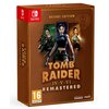 Pudełko gry "Tomb Raider IV-VI Remastered Starring Lara Croft Deluxe Edition" na konsolę Nintendo Switch, z grafiką przedstawiającą postać Lary Croft w trzech różnych ujęciach. Na opakowaniu widnieją napisy: "Deluxe Edition", "Tomb Raider IV-VI Remastered