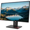Monitor z cienkimi ramkami wyświetla obraz przedstawiający górski krajobraz z jeziorem i lasem. Na podstawie monitora widoczne jest logo "Lenovo".