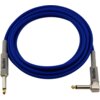 Na zdjęciu widoczny jest niebieski kabel z dwoma wtykami Jack 6.3 mm, z których jeden jest kątowy. Na szarych osłonach wtyków znajduje się czarny napis "Blackbird".