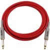 Czerwony kabel z dwoma wtykami Jack 6.3 mm, z szarymi osłonami, na których widnieje napis "BlackBird". Kabel jest zwinięty w okrąg.