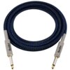 Na zdjęciu znajduje się czarno-niebieski kabel z dwoma wtykami Jack 6.3 mm, o długości 3 metrów. Na szarych osłonach wtyków widnieje napis "BlackBird".