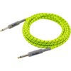 Zdjęcie przedstawia jasnozielony kabel z czarnymi wzorami, zakończony dwoma wtykami Jack 6.3 mm. Na szarych osłonach wtyków widnieje napis "BlackBird".