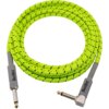 Zdjęcie przedstawia jasnozielony kabel z plecionym oplotem, zakończony dwoma wtykami Jack 6.3 mm, z których jeden jest prosty, a drugi kątowy. Na szarych osłonach wtyków widnieje napis "BlackBird".