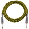 Zdjęcie przedstawia kabel o długości 3 metrów z wtykami Jack 6.3 mm, pokryty żółto-czarnym wzorem w zygzaki. Na szarych osłonach wtyków widnieje napis "BlackBird".