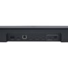 Czarny panel tylni soundbara z widocznymi portami: POWER, USB 5V/0.5A, ETHERNET, HDMI IN 1, HDMI IN 2, HDMI IN 3, HDMI OUT (TV ARC/TV eARC) oraz OPTICAL. Na panelu znajdują się również oznaczenia dla każdego z portów.