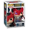 Pudełko z figurką winylową przedstawiającą postać z gry "League of Legends" o nazwie Yone, z serii Funko Pop! Games, numer 1082. Na opakowaniu widnieje napis: "YONE VINYL FIGURE / FIGURINE EN VINYLE / FIGURA DE VINIL" oraz ostrzeżenie o ryzyku zadławienia w kilku językach.