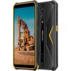 Smartfon ULEFONE Armor X12 3/32GB 5.45" w kolorze pomarańczowym leży na boku, ukazując ekran z wyświetlonym obrazem koparki na tle nieba. Na boku urządzenia widoczny jest napis "TF/SIM CARD" oraz żółty przycisk.