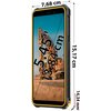 Czarny smartfon z pomarańczowymi akcentami, widoczny od tyłu, z centralnie umieszczonymi trzema obiektywami aparatu i logo "ulefone". Obudowa ma teksturowane elementy i oznaczenia CE oraz przekreślony kosz na śmieci.