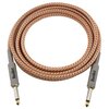 Zdjęcie przedstawia kabel audio z dwoma wtykami Jack 6.3 mm, o długości 6 metrów, z plecionym, pomarańczowo-białym oplotem. Na szarych osłonach wtyków widnieje napis "BlackBird".